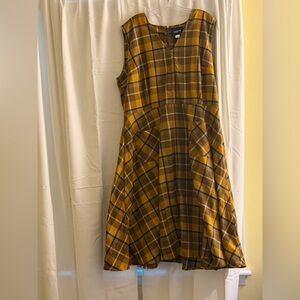 Collectif Plaid Dress, Brown and Yellow